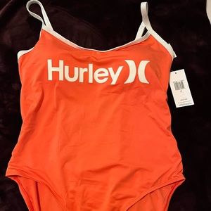 NWT Hurley Logo Orange with White Trim One Piece Women’s Swimsuit Size 2X